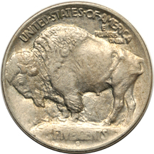 Seven Buffalo nickels.