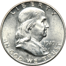 Franklin half-dollar collection in a Library of Coins album, Vol. 21.