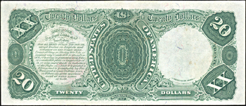 1880 $20.00.  Small Seal Red Numbers. XF.