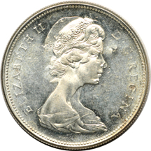 Canada - 1967 silver dollar, double struck, BU.