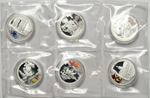 China - 2008 Six-piece Olympic Commemorative silver set.