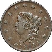 Five large-cents dated 1818 through 1822.