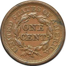 Sixteen consecutive large-cents dated 1842 through 1857.