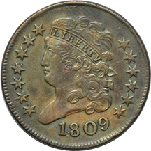 1804, 1806 and 1809 half-cents, as described.