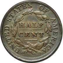 1804, 1806 and 1809 half-cents, as described.