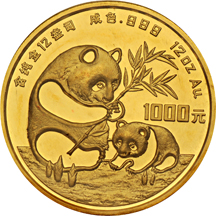 China - 1986 12oz gold Panda, 1000 Yuan.