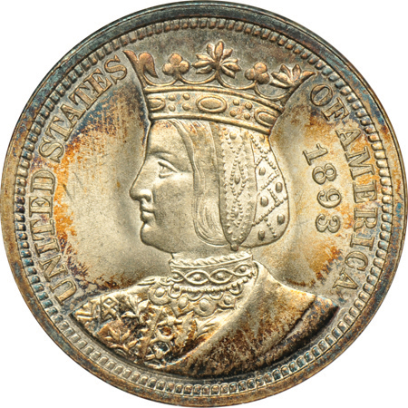 1893 Isabella Quarter. NGC MS-64 (no line).