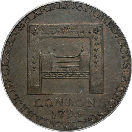 1795 Grate Token, Large Buttons, Reeded Edge. PCGS MS-63BN.