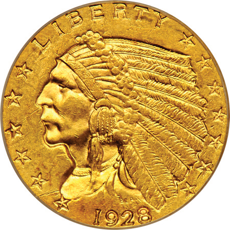 Six PCGS certified MS-62 Indian quarter-eagles.