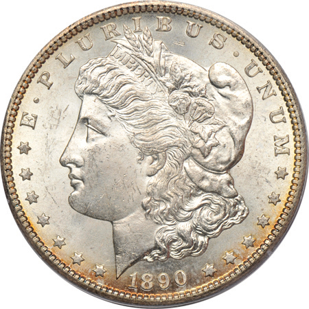 1878-CC and 1890-CC, both PCGS MS-63 (rattler).