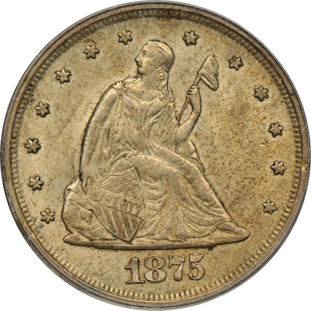 1875-S/S, MPD-2. PCGS MS-62 CAC.