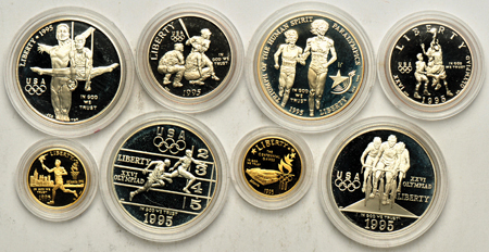 1995 and 1996 Olympic 16-piece commemorative proof set.