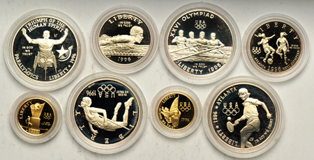 1995 and 1996 Olympic 16-piece commemorative proof set.