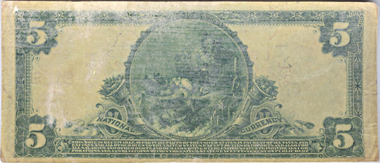 1902 $5.00 Serial number 1. Ilion, NY Charter# 9109 Red Seal. Net VF/faded.