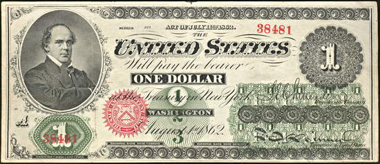 1862 $1.00.  XF.