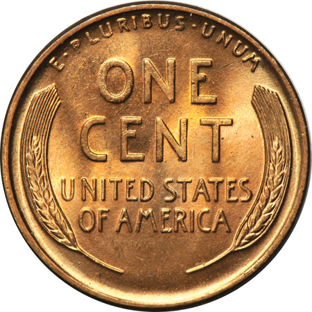 Seven uncirculated 1929 Lincoln cents.