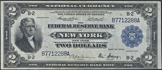 1918 $2.00 New York.  PMG XF-45 EPQ.