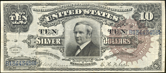 1886 $10.00.  VF.