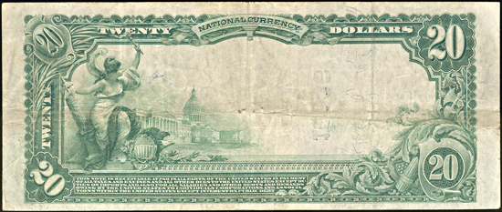 1902 $20.00. Pipestone, MN Charter# 10936 Blue Seal. VF.