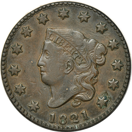 1821 (N-7) VF details/scratched/residue.