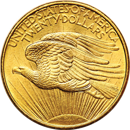 Five BU Saint-Gaudens double-eagles.