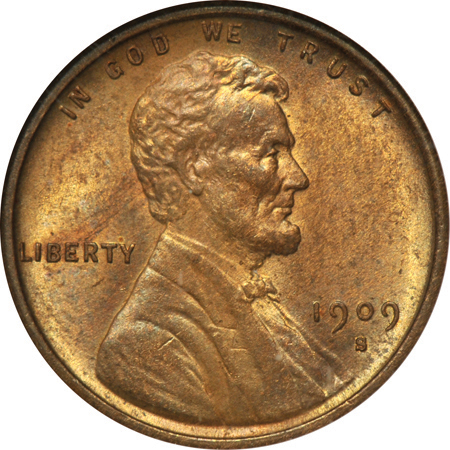 1909-S VDB. NGC MS-63 RB (no line).