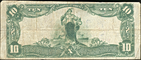 1902 $10.00. Trenton, TN Charter# 12438 Blue Seal. F.