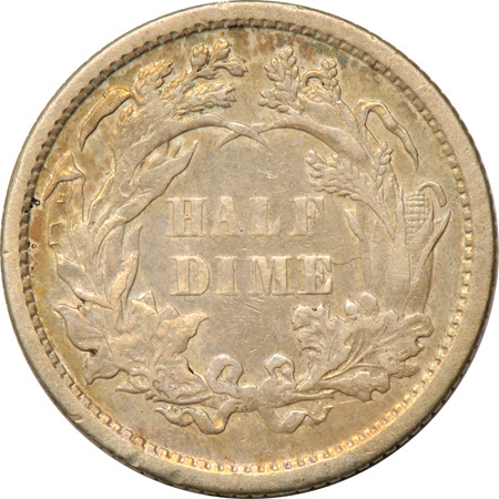 Twenty-two Seated Liberty half-dimes.