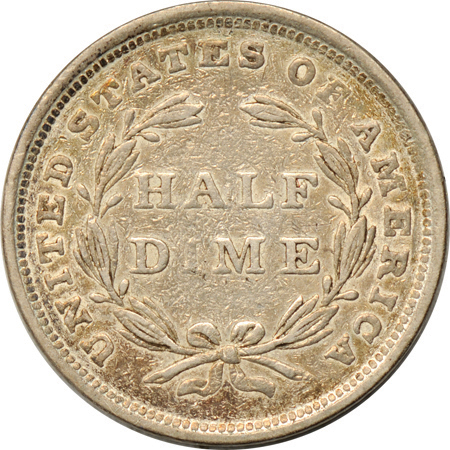 Eight Seated Liberty half-dimes.