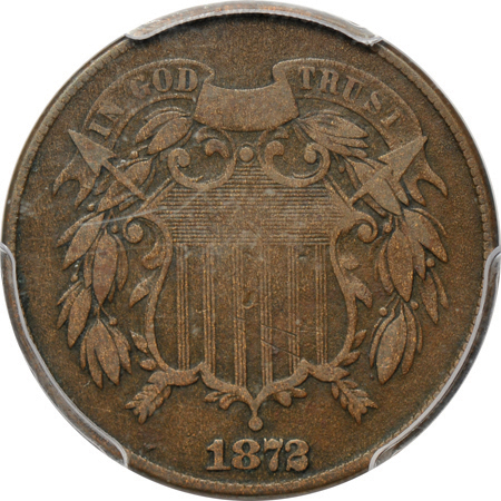 1872 PCGS Genuine (code 97/VF details/environmentally damaged.