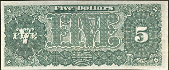 1890 $5.00.  XF.