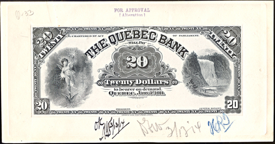 Ten Adopted and Unadopted Canadian Bank Note Specimens.