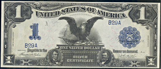 1899 $1.00.  Date Right, low serial number 29. PCGS CHCU-65PPQ.