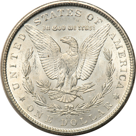 Eighteen 1884-CC Morgan dollars.