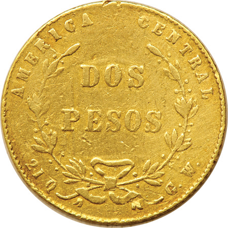 Costa Rica - 1866-GW 2-peso VF.