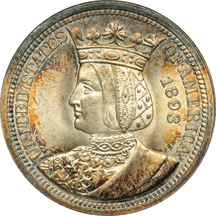 1893 Isabella Quarter. NGC MS-64 (no line).