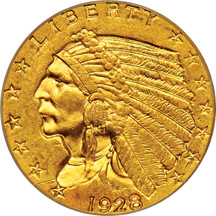 Six PCGS certified MS-62 Indian quarter-eagles.