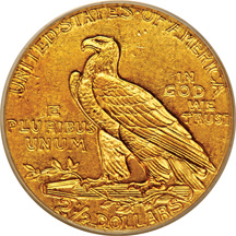 Six PCGS certified MS-62 Indian quarter-eagles.