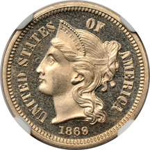 1869 NGC PF-65 CAMEO CAC.