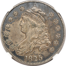 1825/4 (B-2, E Stamp) NGC AU details/stained.