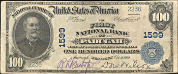 1902 $100.00. Paducah, KY Charter# 1599 Blue Seal. VF.