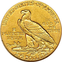 Five 1910 Indian quarter-eagles, all AU.