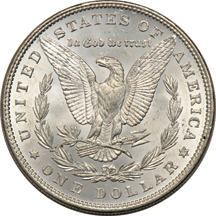 Twenty 1885 and forty 1887 Morgan dollars.