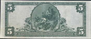 1902 $5.00. New York, NY Charter# 891 Blue Seal. PCGS AU.