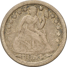 Thirty-seven Seated Liberty dimes.