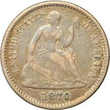 Twenty-two Seated Liberty half-dimes.