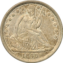 Eight Seated Liberty half-dimes.