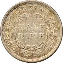 Eight Seated Liberty half-dimes.