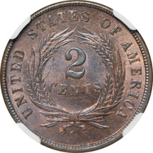 1864 Small Motto. NGC MS-65 BN.