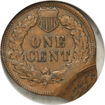 1903 "double struck" Indian cent ANACS AU-50.